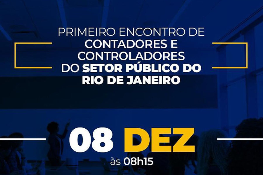 Banner de divulgação do primeiro encontro de contadores e controladores do setor público do Rio de Janeiro, no dia 08 de dezembro